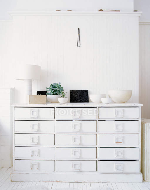 View of white chest of drawers. — Stock Photo
