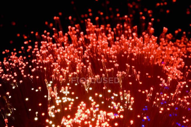 Vívidas luces de fibra óptica roja - foto de stock