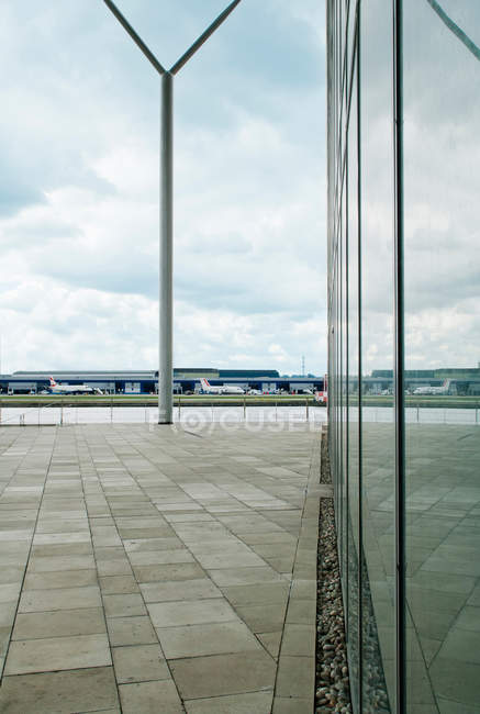 Office building near airport — Stock Photo
