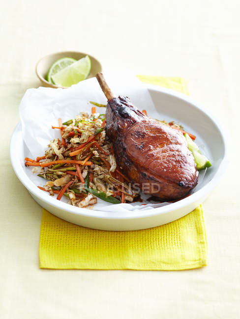 Plate of pork cutlet and cabbage — Stock Photo