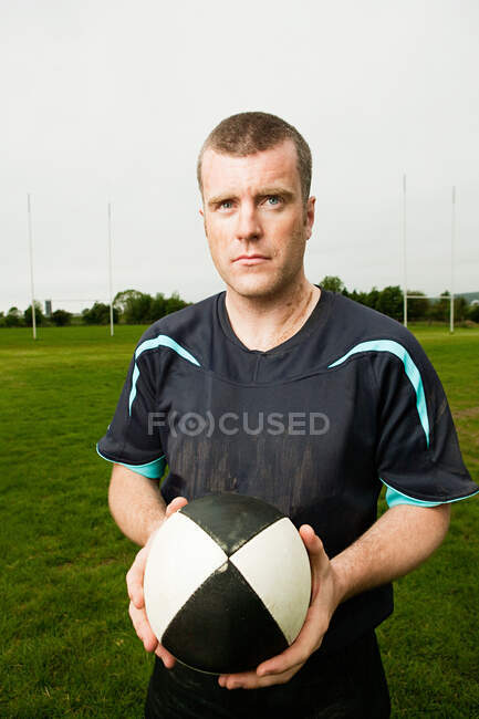 Portrait of a rugby player — Stock Photo