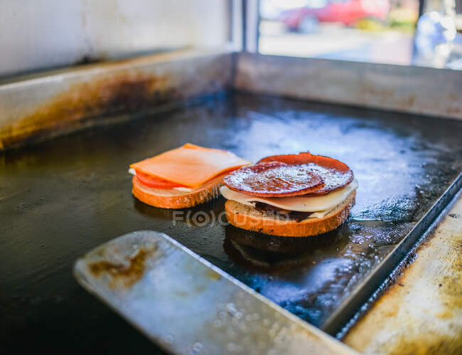 Delicious fresh baked meat on the grill — Stock Photo