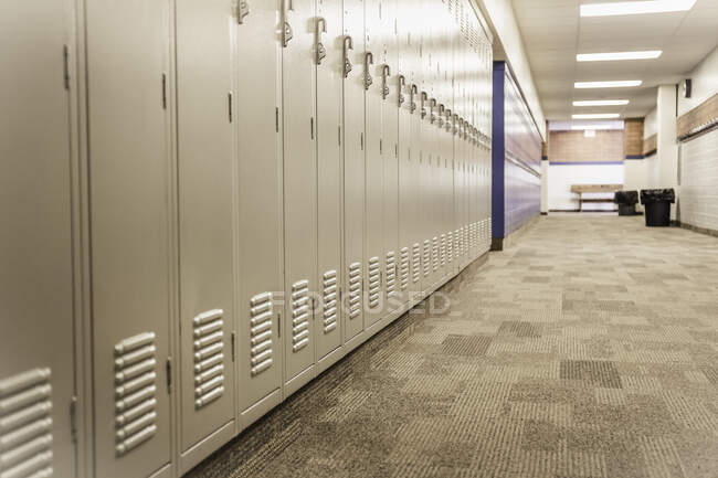 Row of high school lockers — Stock Photo