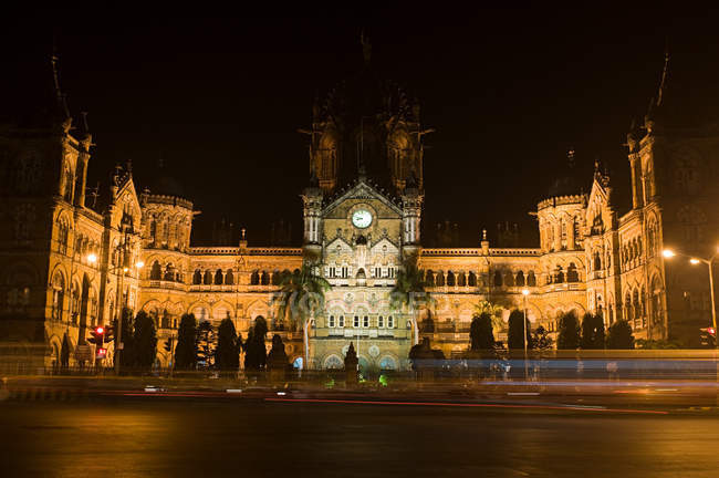 Lunga esposizione di Chhatrapati shivaji terminus, Bombay, India — Foto stock