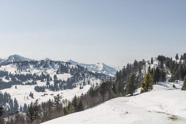 Vista cubierta de nieve de Zwolferhorn, St Gilgen, Austria - foto de stock