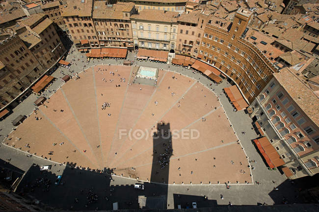 Vista aérea de Piazza del Campo, Siena, Italia - foto de stock