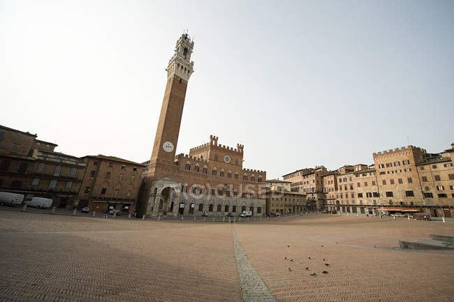 View of empty Piazza del campo at sunset — Stock Photo