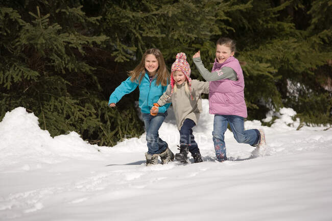 Girls in the snow — Stock Photo
