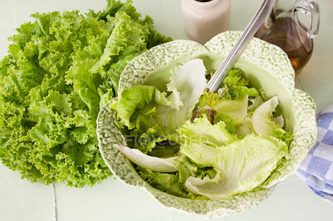 Mescolare l'insalata in ciotola — Foto stock