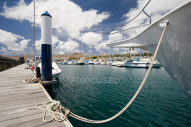 Yachts à Puerto Calero marina — Photo de stock