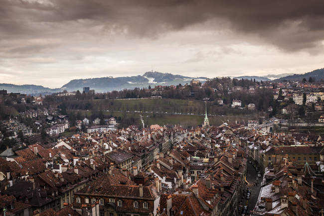 Elevated view of Bern city buildings rooftops, Switzerland — Stock Photo