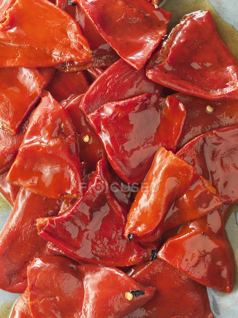 Roasted red peppers, close up shot — Stock Photo