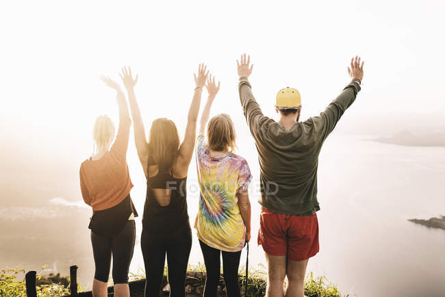 Rear view of four young adult friends — Stock Photo