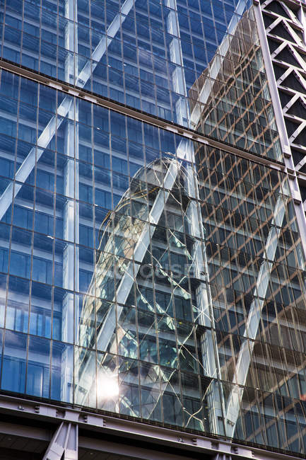 The Gherkin reflected in Leadenhall Building, London, England — Stock Photo