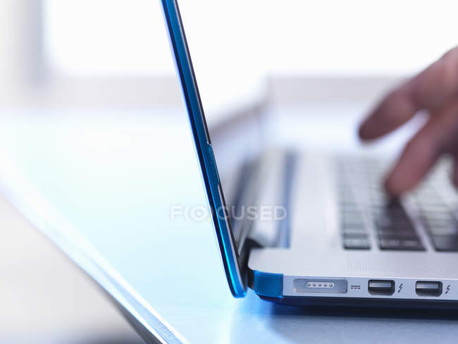 Side view of laptop, close up — Stock Photo
