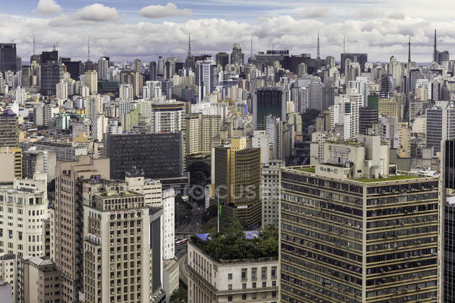 Elevated view of city skyscrapers, Sao Paulo, Brazil — Stock Photo