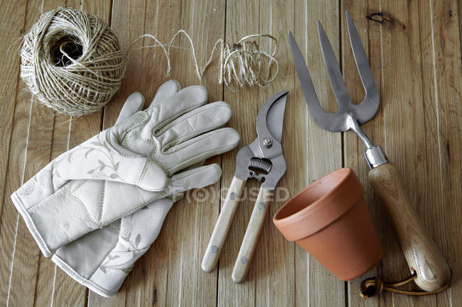 Outils de jardinage, nature morte — Photo de stock