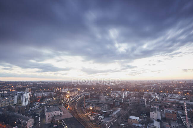 Cityscape at dusk, Odessa, Odessa Oblast, Ukraine, Europe — Stock Photo
