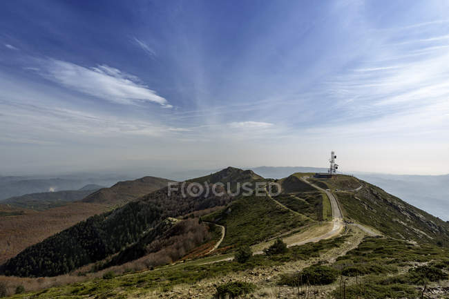 Telecom tower on top of Turo de l 'Home mountain, Montseny, Catalonia, Spain, Europe — стоковое фото