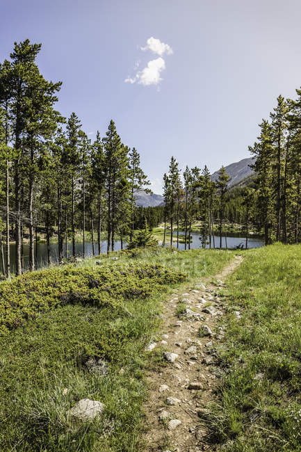 Path by lake, Montana, US — Stock Photo