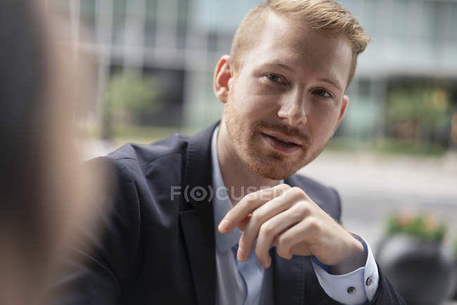 Portrait redhead of businessman in classic suit — Stock Photo