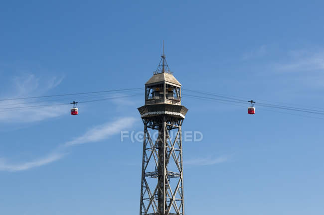 Torre Jaume I, Cable Car Tower, Barcelona, Spain — стокове фото