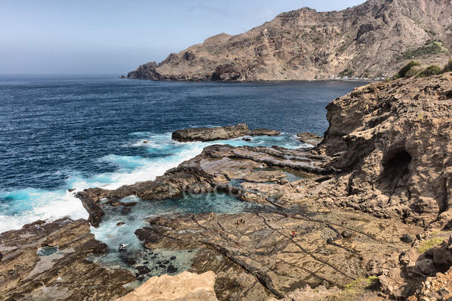 Rocky coastline and sea, Nova Sintra, Brava, Cape Verde, Africa — Stock Photo