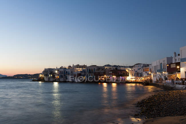 Pequeña Venecia, Mykonos Town, Cícladas, Grecia - foto de stock