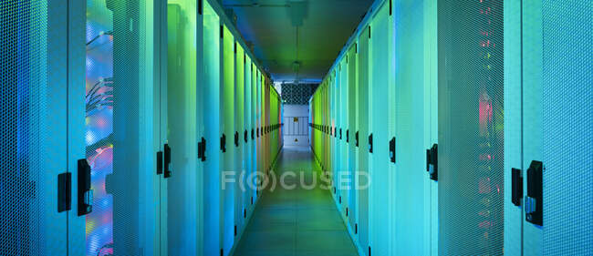 Corridor in data center — Stock Photo