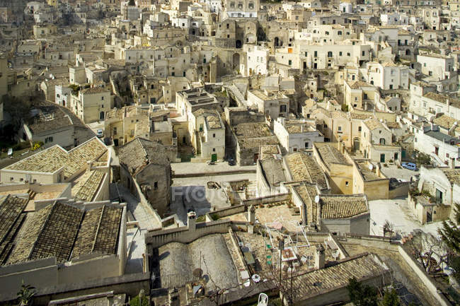 High angle rooftop cityscape, Matera, Basilicata, Italy — Stock Photo