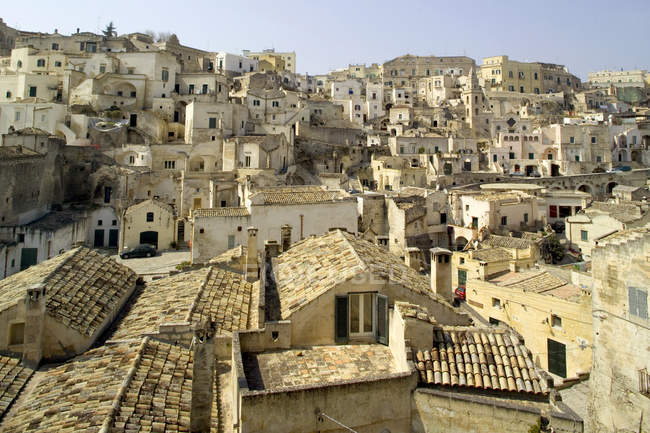 Paesaggio urbano sul tetto, Matera, Basilicata, Italia — Foto stock