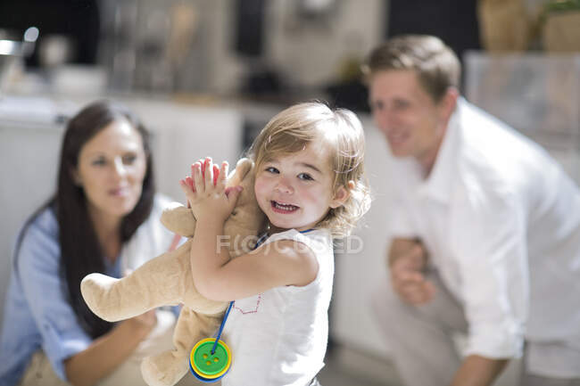 Husband and wife with baby girl — Stock Photo