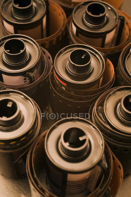 Close up of 35mm rolls of film for analogue photography — Stock Photo