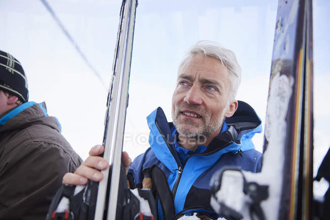 Mature man on skiing holiday, Hintertux, Tirol, Austria — Stock Photo