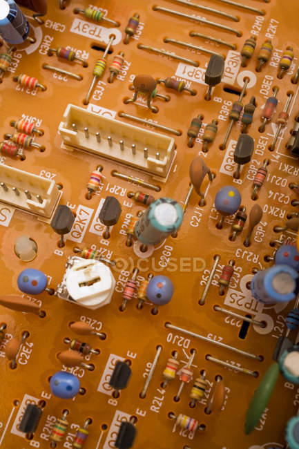 High angle view of green circuit board, close up — Stock Photo