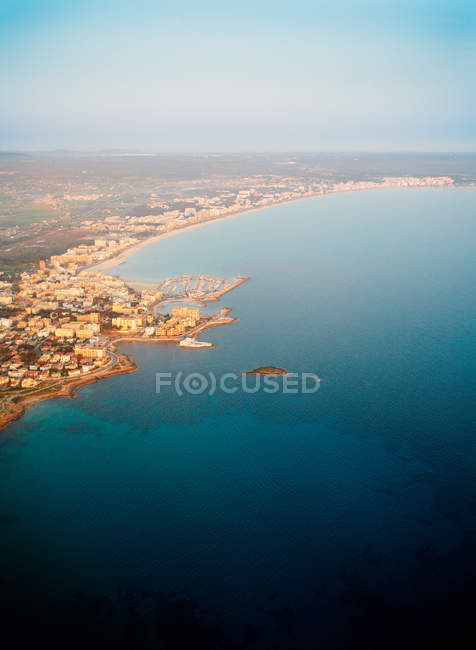 Aerial view of coastline with Mallorca city and blue sea, Spain — Stock Photo