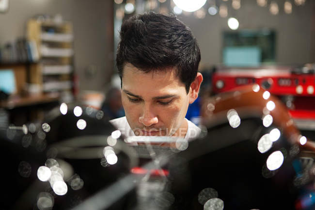 Barista on working place in cafe — Stock Photo