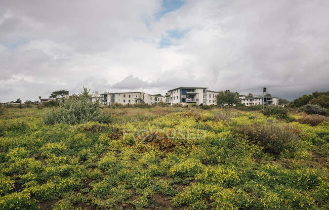 Cluster de casas de apartamentos perto de Santa Barbara, Califórnia, EUA. — Fotografia de Stock