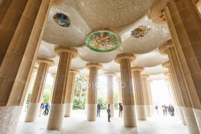 Tourists at Park Guell, Barcelona, Spain — Stock Photo