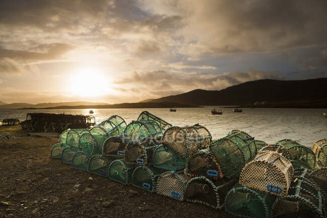 Lobster creels on Isle of Vatersay, Hebrides — Stock Photo