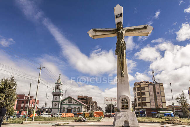 Statua religiosa, El Alto, La Paz, Bolivia, Sud America — Foto stock