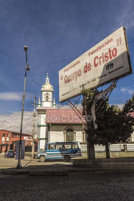 Sinal religioso, El Alto, La Paz, Bolívia, América do Sul — Fotografia de Stock