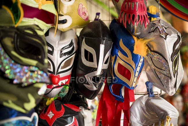Souvenirs de masque de lutte, San Miguel de Allende, Guanajuato, Mexique — Photo de stock
