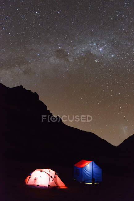 Tents at night, Lares, Peru — Stock Photo