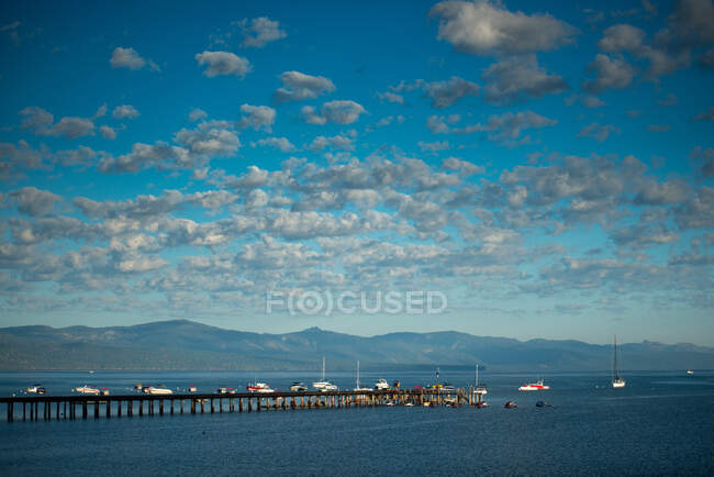 Distant view of pier on South Lake Tahoe, California, USA — Stock Photo