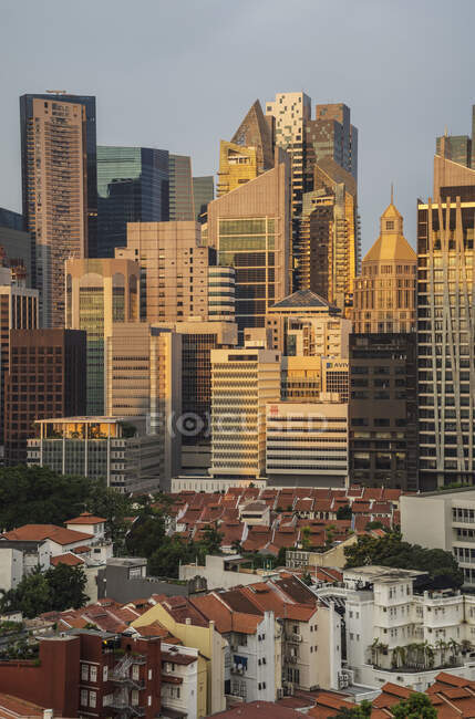 Blick auf Porzellanstadt und Finanzviertel, Singapur — Stockfoto