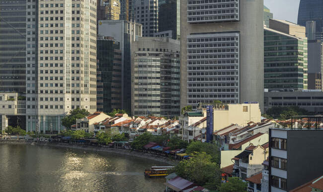 Singapur Fluss und Finanzviertel, Singapur — Stockfoto