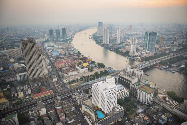 Vista aérea de Cityscape, Bangkok, Tailandia - foto de stock