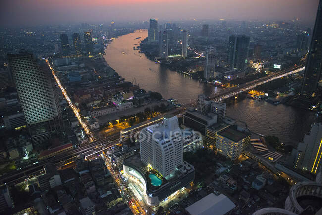 Вид с воздуха на Cityscape, Бангкок, Таиланд — стоковое фото
