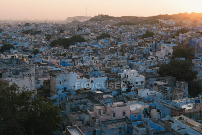 Fuerte Mehrangarh, Ciudad vieja azul, Jodhpur, Rajastán, India - foto de stock